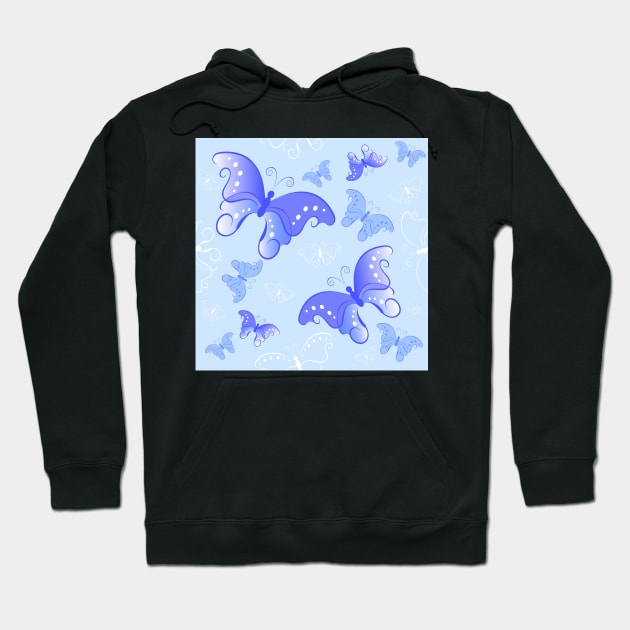 Seamless pattern from butterflies ( Blue ) Hoodie by Blackmoon9